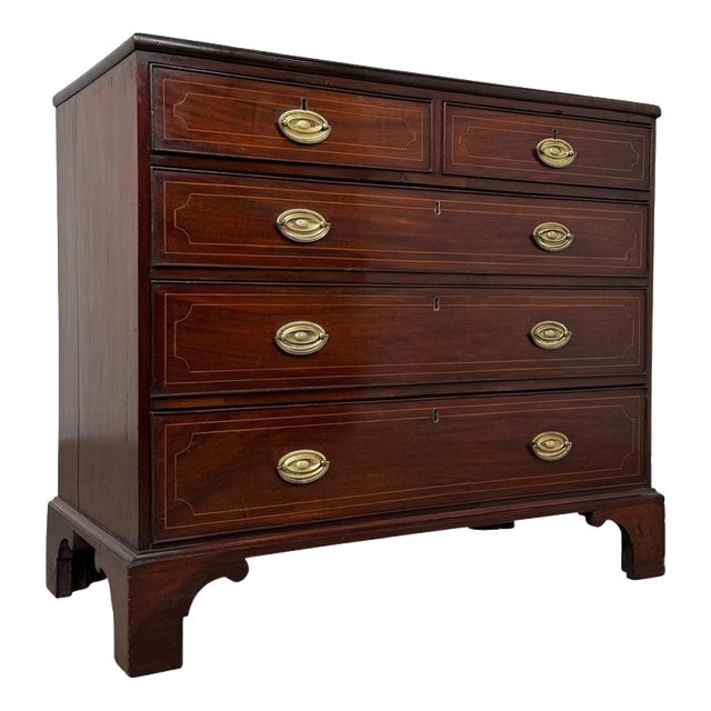 18th Century English Mahogany Chest of Drawers with Satinwood Inlay For Sale