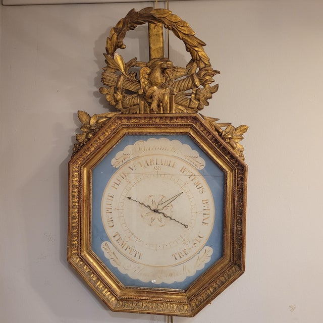 Louis XVI Torricelli Barometer in Carved and Gilded Wooden Frame, France, 18th Century For Sale - Image 6 of 18