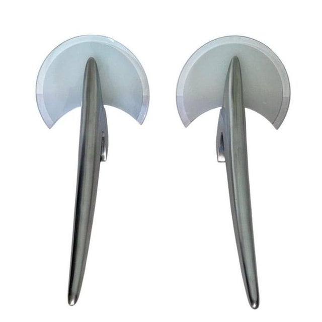 Model Alien Wall Sconces in Polished Cast Aluminum and Glass Shades by Joan Auge for Taller Uno, Set of 2 For Sale - Image 6 of 6