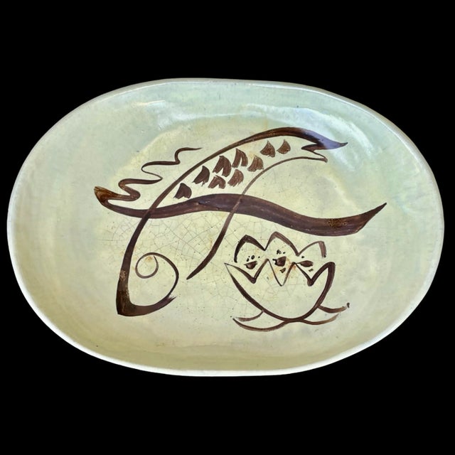 Abstract Vintage Colorado Pottery Bowl / Centerpiece Hand-Painted Ceramic Studio Art For Sale - Image 3 of 6