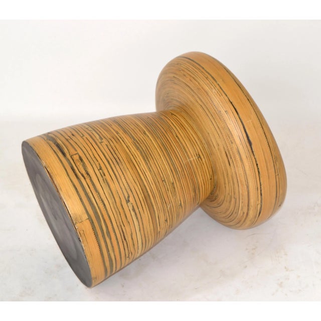 Wood Vintage Bohemian Blonde Pressed Bamboo Mushroom Shaped Stool Mid-Century Modern For Sale - Image 7 of 13