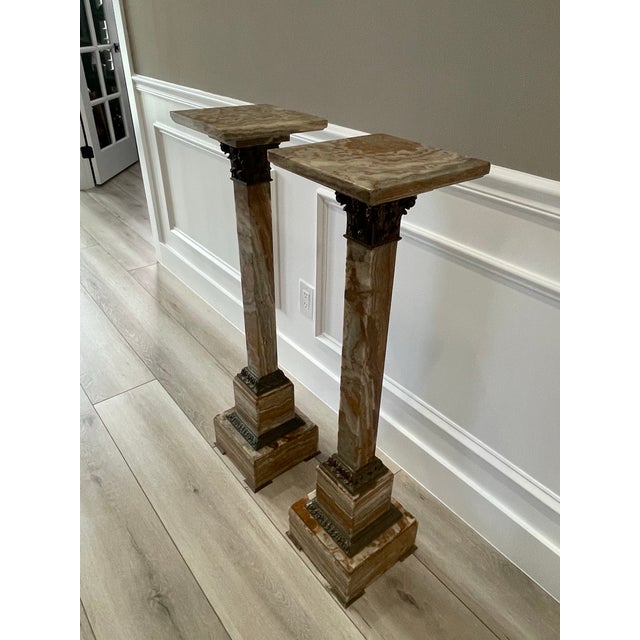 Pair 19th Century French Onyx Pedestals W/Bronze Mounts For Sale - Image 11 of 12
