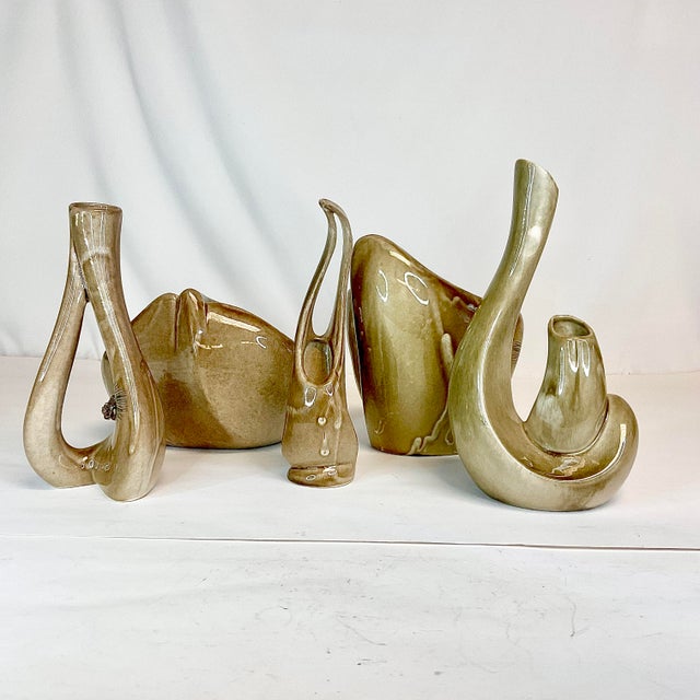 1980s 1980s Vintage Arts & Crafts Boho Chic Studio Pottery Vase & Planter Collection - Set of 5 For Sale - Image 5 of 12