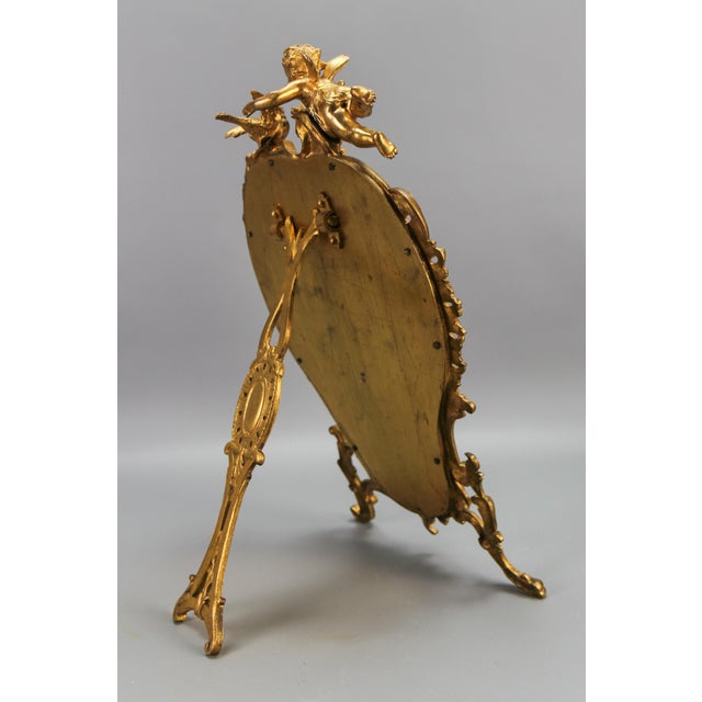 Rococo French Gilt Bronze Desktop Mirror with Cherub and Bird, 1890s For Sale - Image 5 of 18
