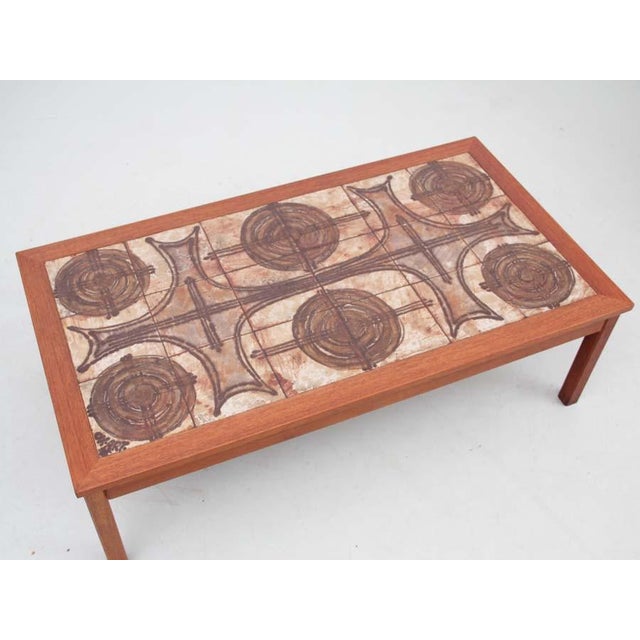 Mid-Century Modern Scandinavian Coffe Table with Ceramic Tiles For Sale - Image 5 of 9