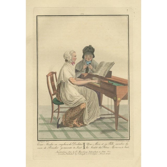 Maaskamp, Moravian Mother and Daughter at Zeist, Dutch Costume, 1811, Engraving For Sale - Image 9 of 9