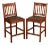 1990s Stickley Mission Collection Pair of Cherry and Leather Slat Back Stools For Sale