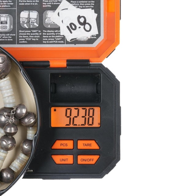 Silver Vintage 32" Silver Navajo pearl heishi necklace or double choker For Sale - Image 8 of 8