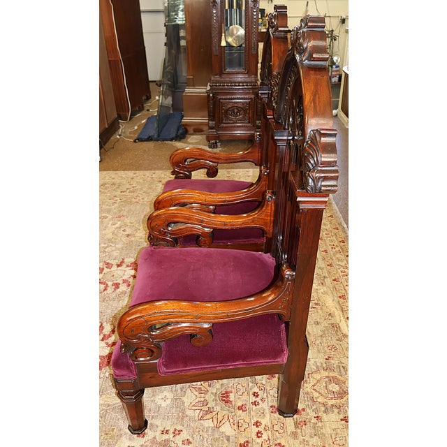 Brown Pair of 19th Century American Gothic Mahogany Arm Chairs For Sale - Image 8 of 10