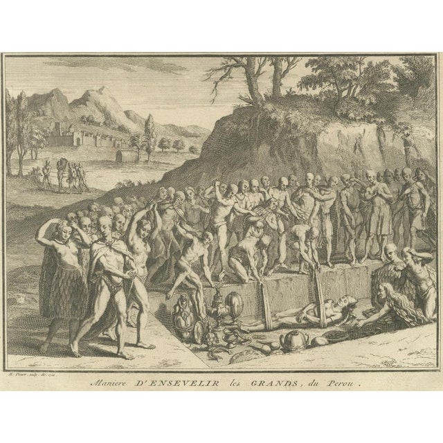 Black Funeral Rites and Burial of Inca Nobles, Engraving of Peruvian Customa, 1734, Print For Sale - Image 8 of 11