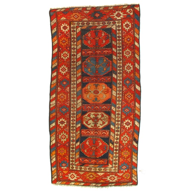 Late 19th Century Late 19th Century Antique Russian Kazak Lambswool Rug - 3′3″ × 6′8″ For Sale - Image 5 of 5