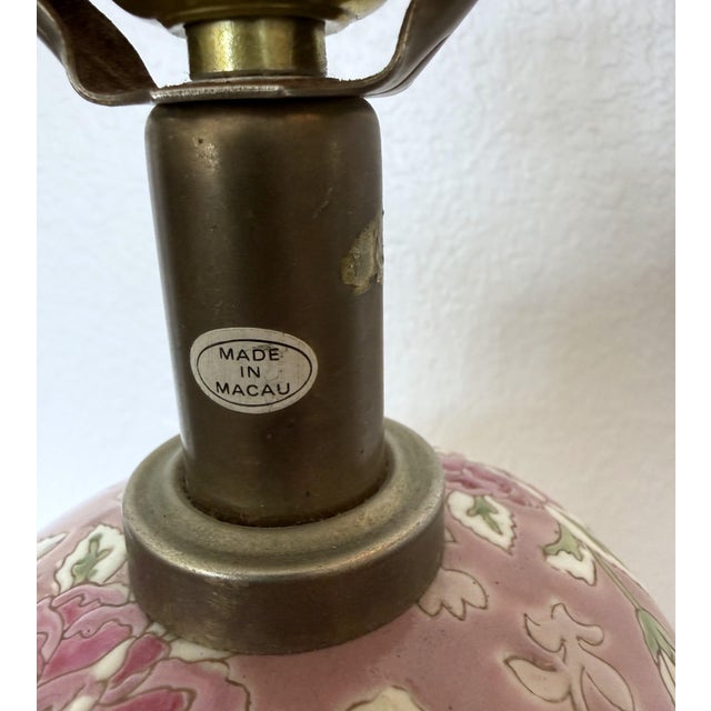 Vintage Macau Famille Rose Porcelain Ginger Jar Lamp For Sale - Image 6 of 12