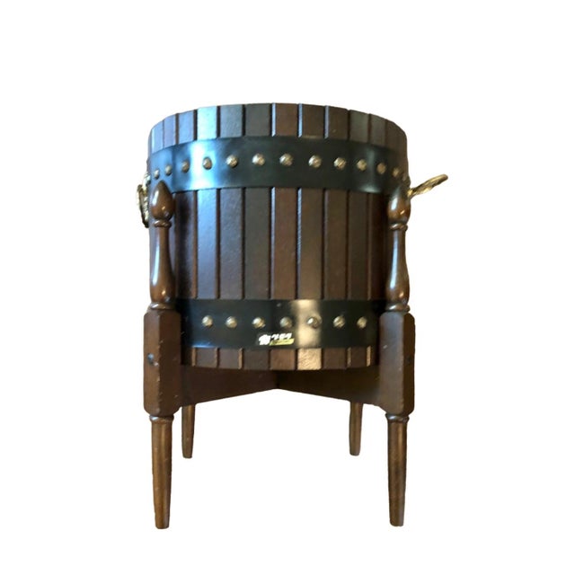 Mid 20th Century Vintage Mid Century Elevated Barrel Planter Pot by Karimoku For Sale - Image 5 of 9
