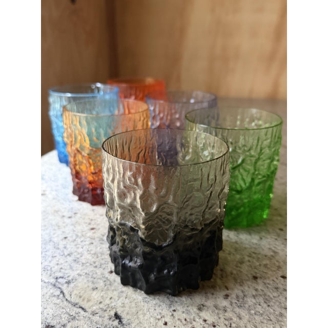 Italian Textured Bark Glasses in the style of Geoffrey Baxter, 1960s, Set of 6 For Sale - Image 9 of 18