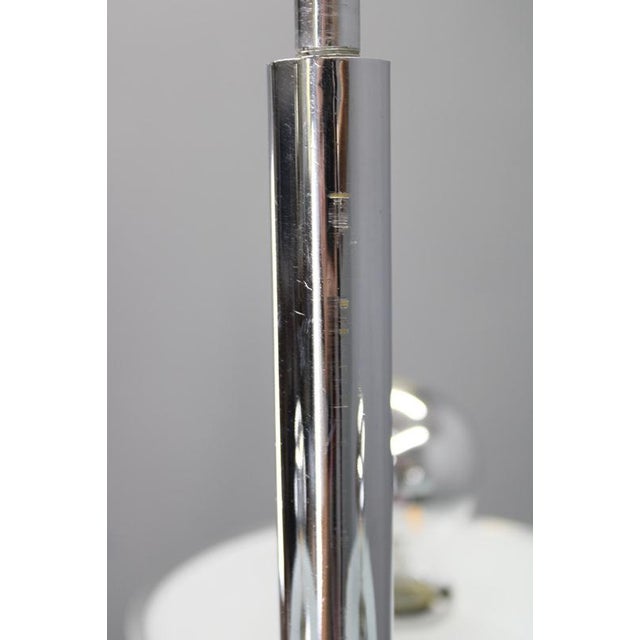 Art Deco Chrome and Sandblasted Glass Chandelier, 1940s For Sale - Image 9 of 12