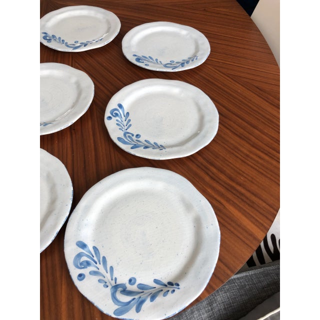 Italian Hand-Crafted Luncheon/Dessert Plates in Blue & White by Ceramiche Bizzirri-Set of 6 For Sale - Image 4 of 10