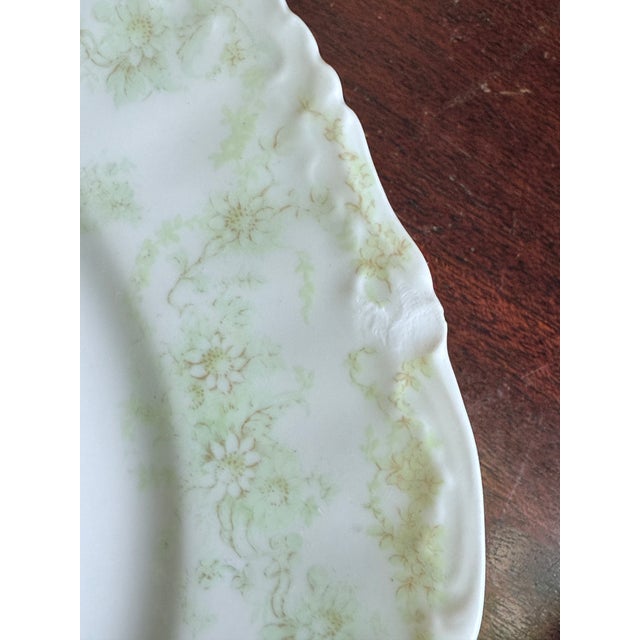 Late 19th Century Elite Works Limoges France Porcelain Dinner Plates Green Floral Garland Scalloped Edge, 7 For Sale - Image 11 of 11