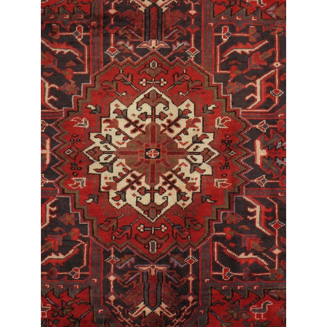 Persian Vintage Hand-Knotted Persian Heriz Rug 8'0" X 10'10" For Sale - Image 3 of 6