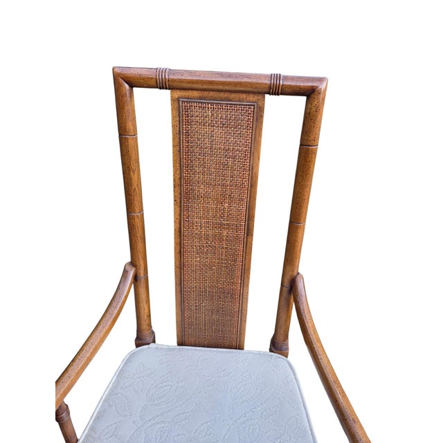 Thomasville Vintage Faux Bamboo Cane High Back Dining Armchairs Regency Pair For Sale - Image 12 of 15