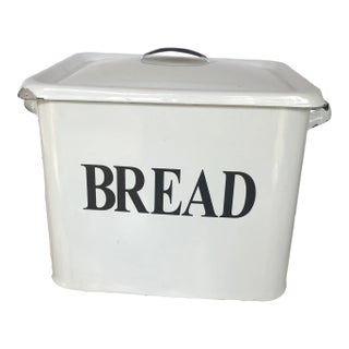 Enamel Bread Box W/Lid and Double Handles For Sale