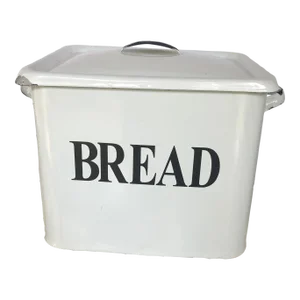 Enamel Bread Box W/Lid and Double Handles