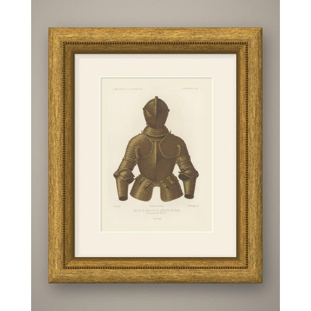 This is an original antique chromolithograph, printed in gold brown and olive bronze with dark shading, showing a half...