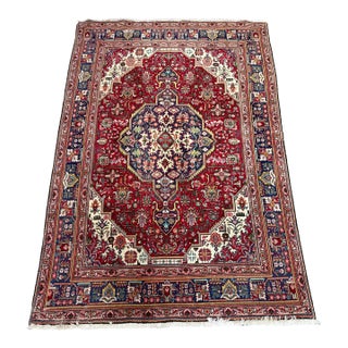 6ft 7in × 9ft 6in Persian Tabriz Area Rug, Vintage For Sale