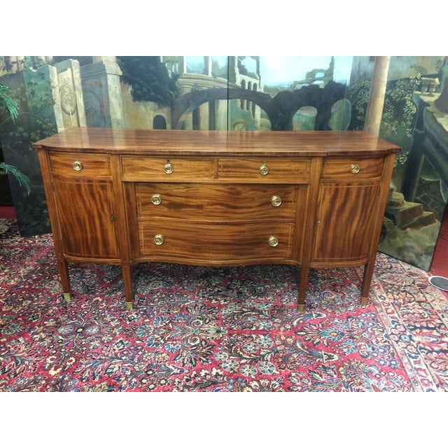 Wood Antique Mahogany Buffet, Inlaid Sideboard For Sale - Image 7 of 15