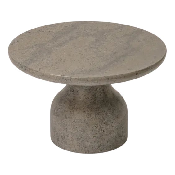 Peso Minimalist Round Side Table in Limestone by Depping & Jørgensen For Sale