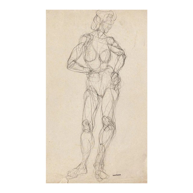 Study of Figure - Original Pen on Paper by Louis Durand - 20th Century 20th Century For Sale