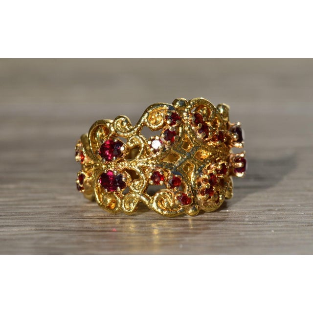 Metal The Kingsessing: Ladies 18K Gold Cocktail Ring set with Garnets For Sale - Image 7 of 10