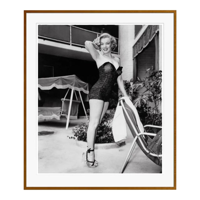 Marilyn Monroe Poolside Glamour Brown Framed Archival Pigment Print For Sale