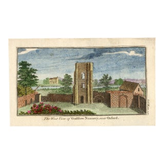 18th Century English Copperplate Architectural Engraving on Hand-Laid Paper, Recently Hand-Colored L For Sale
