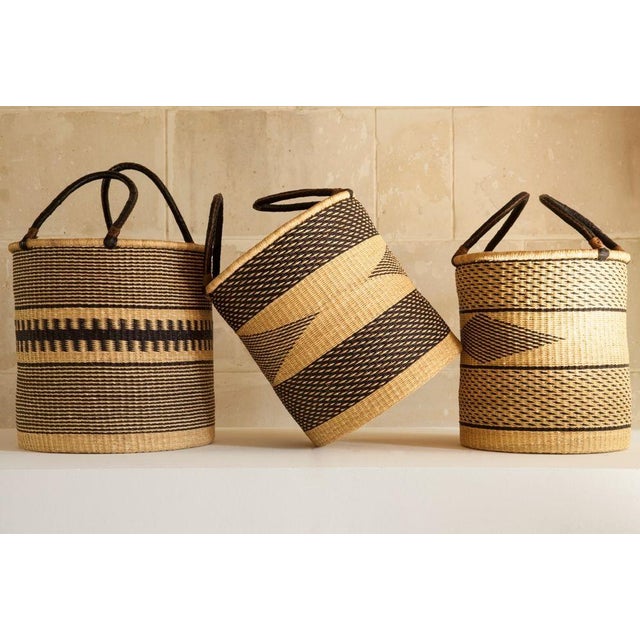 2010s Large Ghana Black and Tan Laundry Basket For Sale - Image 5 of 5