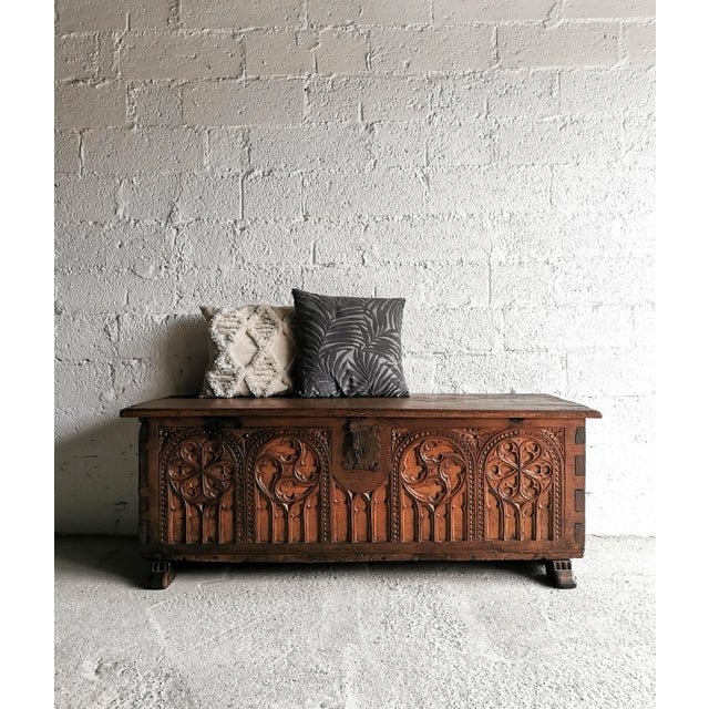 Antique Gothic / Neo-Gothic Oak Chest, 19th Century For Sale - Image 13 of 14