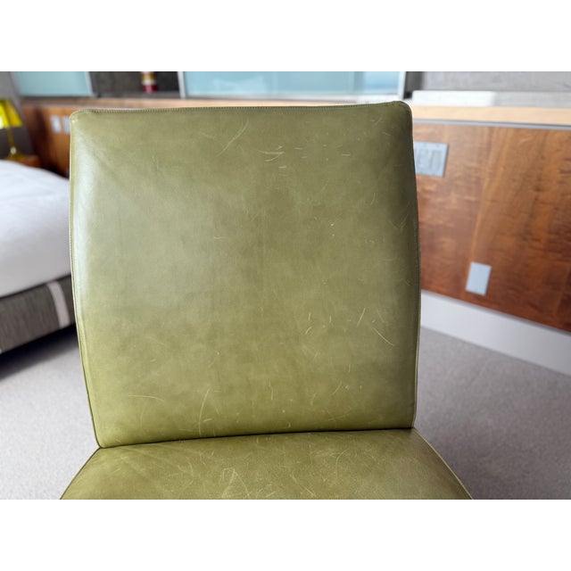 Mitchell Gold & Bob Williams Green Leather Chair For Sale In Seattle - Image 6 of 7