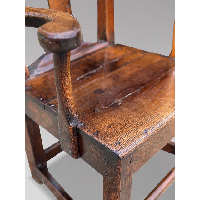 Mid 18th Century Antique Georgian Oak Armchair, 1760 For Sale - Image 5 of 10