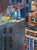 Early 21st Century Adventure Campaign by Josh George | Mixed media on wood panel Urban cityscape with buildings. For Sale - Image 5 of 5