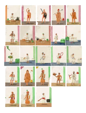 Indian Company School Artist, Trades, Occupations & Ascetics, 19th Century, Mica Paintings, Set of 23