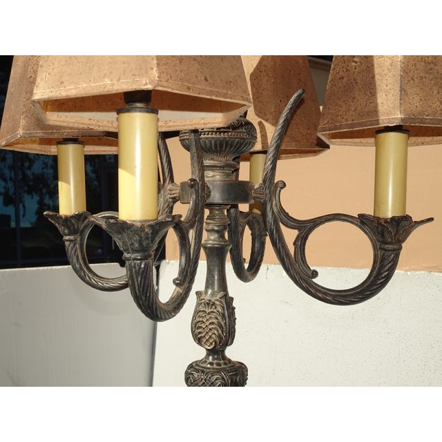 Gothic Floor Lamp & Table Lamps ~ Five Light Candalabra Cast Iron Spanish Style For Sale - Image 11 of 14