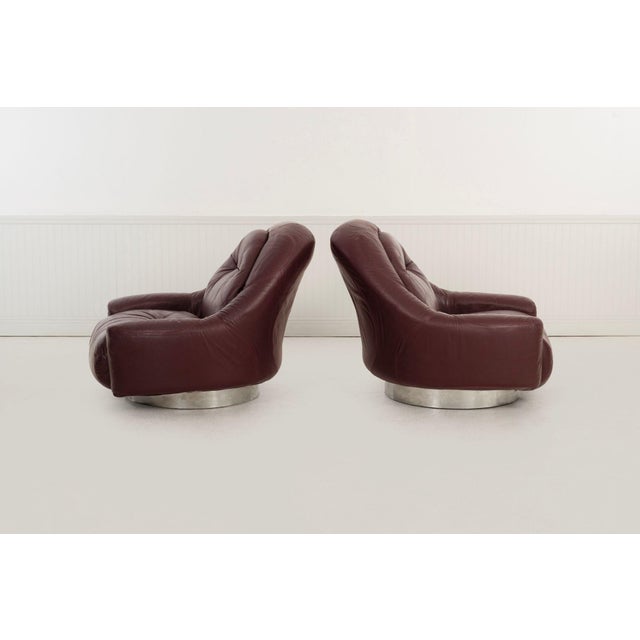 1970s Guido Faleschini for Mariani Zator Lounge Chairs & Ottomans Oxblood Leather 1975 For Sale - Image 5 of 14