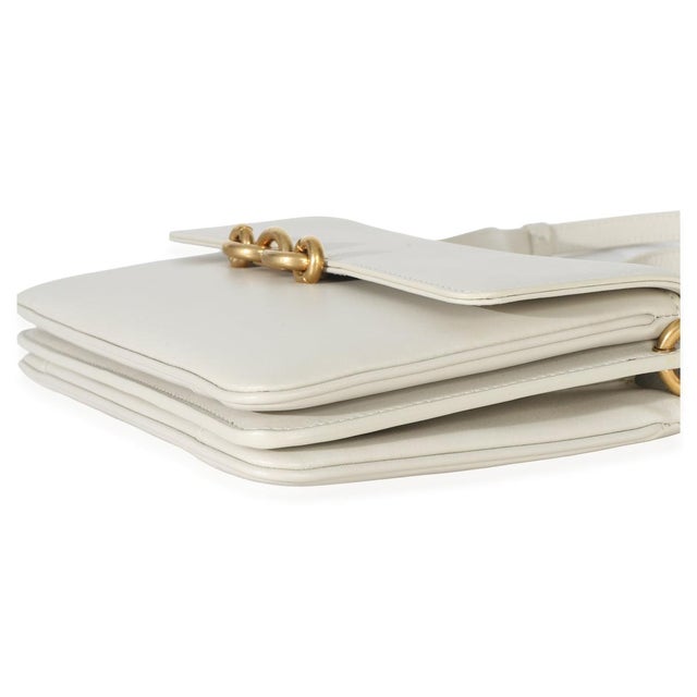 Animal Skin Cream Smooth Calfskin Le Maillon Satchel For Sale - Image 7 of 9