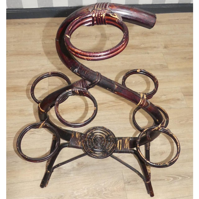 Bamboo Flower Stand with Shelf Bamboo Wood & Rattan Flower Stand, 1960s For Sale - Image 14 of 14