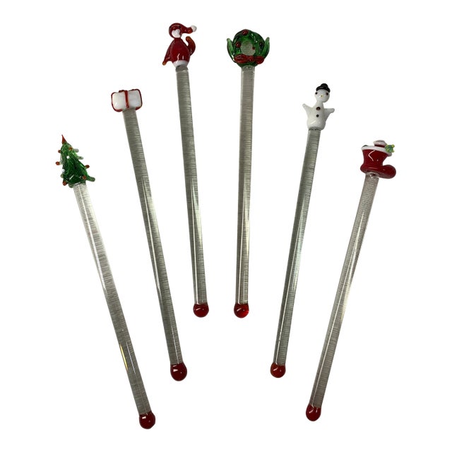 Vintage Macy’s Holiday Theme Swizzlers Stirrers for Drinks and Cocktails For Sale