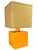 Orange Ceramic Cube Lamp With Squared Burlap Shade For Sale - Image 4 of 4