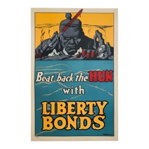 1918 Original u.s. Wwi Poster - Beat Back the Hun Liberty Bonds - Frederick Strothmann