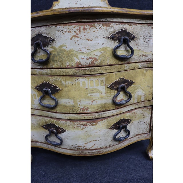 Italian Style Painted Three Drawer Commode With Scenic Decoration For Sale - Image 13 of 18
