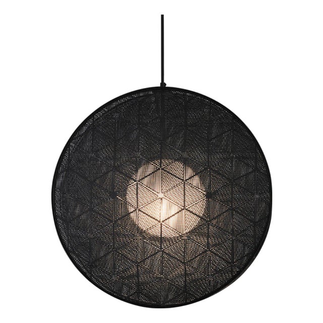 Hush by Oggetti Galvanized Iron Pendant Light, Black, Large For Sale
