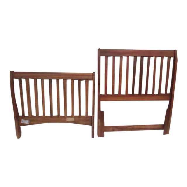 1990s Sleigh Twin Headboard and Foot Board Mahogany No Rails - Set of 2 For Sale