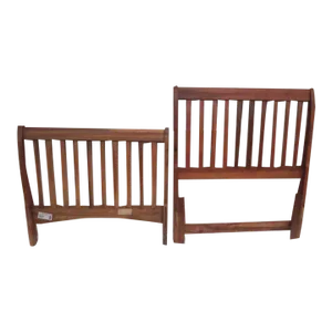 1990s Sleigh Twin Headboard and Foot Board Mahogany No Rails - Set of 2